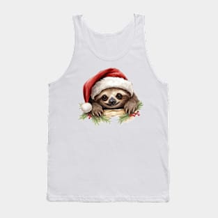 Christmas Sloth Peeking Tank Top